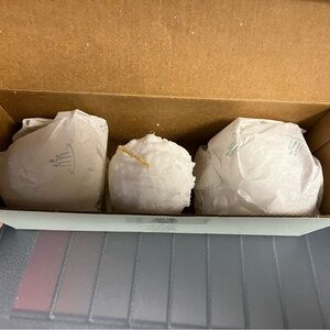 PartyLite Candy Cane snowball candles. NIB